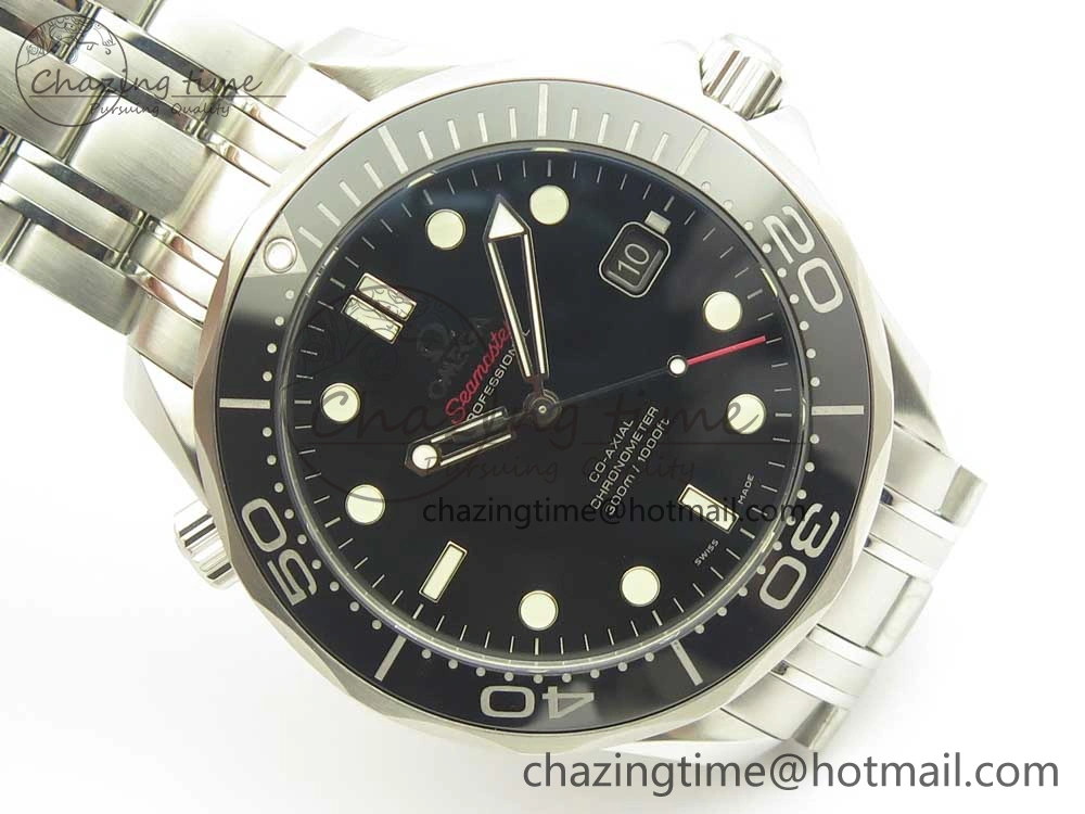Seamaster 300M SS MKS V3 1:1 Best Edition Black Dial Black Ceramic Bezel on SS Bracelet A2824