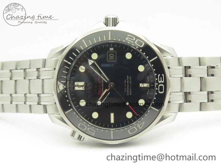 Seamaster 300M SS MKS V3 1:1 Best Edition Black Dial Black Ceramic Bezel on SS Bracelet A2824