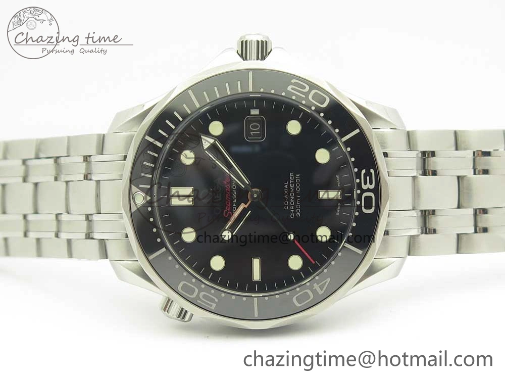 Seamaster 300M SS MKS V3 1:1 Best Edition Black Dial Black Ceramic Bezel on SS Bracelet A2824