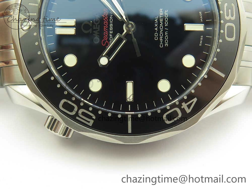 Seamaster 300M SS MKS V3 1:1 Best Edition Black Dial Black Ceramic Bezel on SS Bracelet A2824