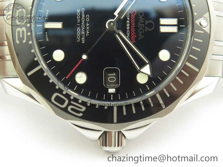 Seamaster 300M SS MKS V3 1:1 Best Edition Black Dial Black Ceramic Bezel on SS Bracelet A2824