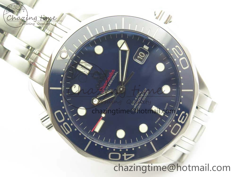 Seamaster 300M SS MKS V3 1:1 Best Edition Blue Dial Blue Ceramic Bezel on SS Bracelet A2824