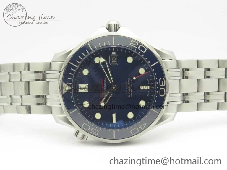 Seamaster 300M SS MKS V3 1:1 Best Edition Blue Dial Blue Ceramic Bezel on SS Bracelet A2824
