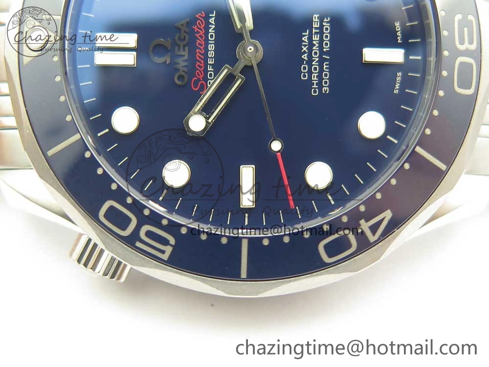Seamaster 300M SS MKS V3 1:1 Best Edition Blue Dial Blue Ceramic Bezel on SS Bracelet A2824
