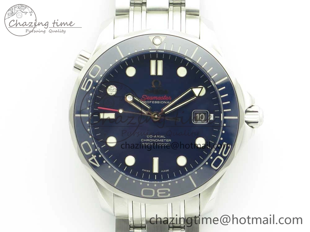 Seamaster 300M SS MKS V3 1:1 Best Edition Blue Dial Blue Ceramic Bezel on SS Bracelet A2824