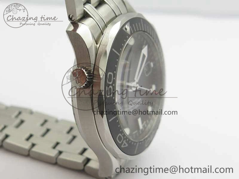 Seamaster 300M SS OMF 1:1 Best Edition Black Dial Matt Black Ceramic Bezel On SS Bracelet A2824