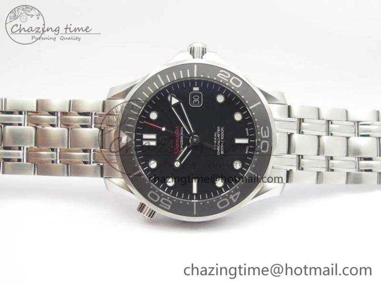 Seamaster 300M SS OMF 1:1 Best Edition Black Dial Matt Black Ceramic Bezel On SS Bracelet A2824