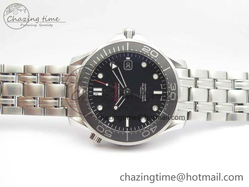 Seamaster 300M SS OMF 1:1 Best Edition Black Dial Matt Black Ceramic Bezel On SS Bracelet A2824