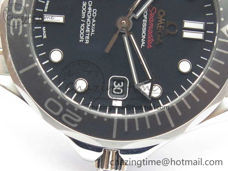 Seamaster 300M SS OMF 1:1 Best Edition Black Dial Matt Black Ceramic Bezel On SS Bracelet A2824