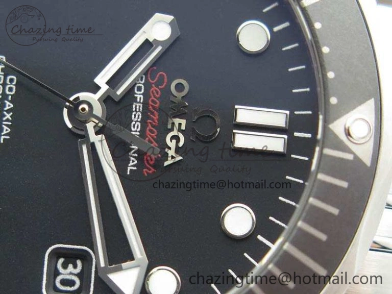 Seamaster 300M SS OMF 1:1 Best Edition Black Dial Matt Black Ceramic Bezel On SS Bracelet A2824