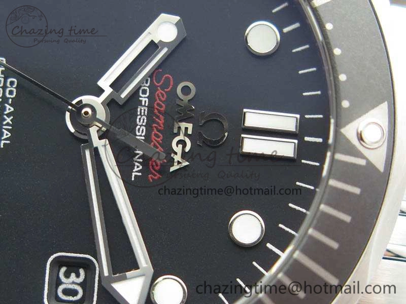 Seamaster 300M SS OMF 1:1 Best Edition Black Dial Matt Black Ceramic Bezel On SS Bracelet A2824