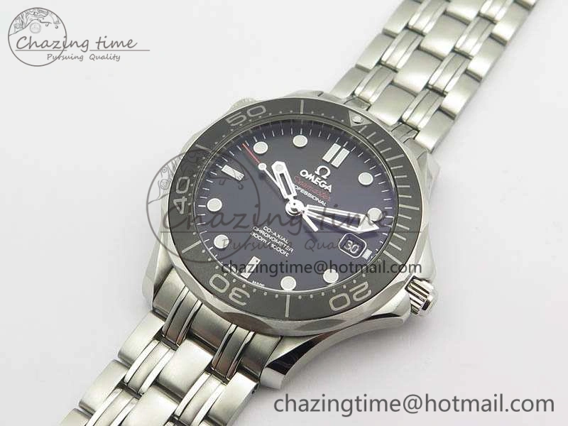Seamaster 300M SS OMF 1:1 Best Edition Black Dial Matt Black Ceramic Bezel On SS Bracelet A2824