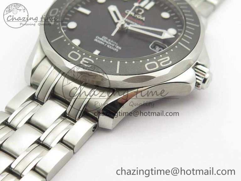 Seamaster 300M SS OMF 1:1 Best Edition Black Dial Matt Black Ceramic Bezel On SS Bracelet A2824