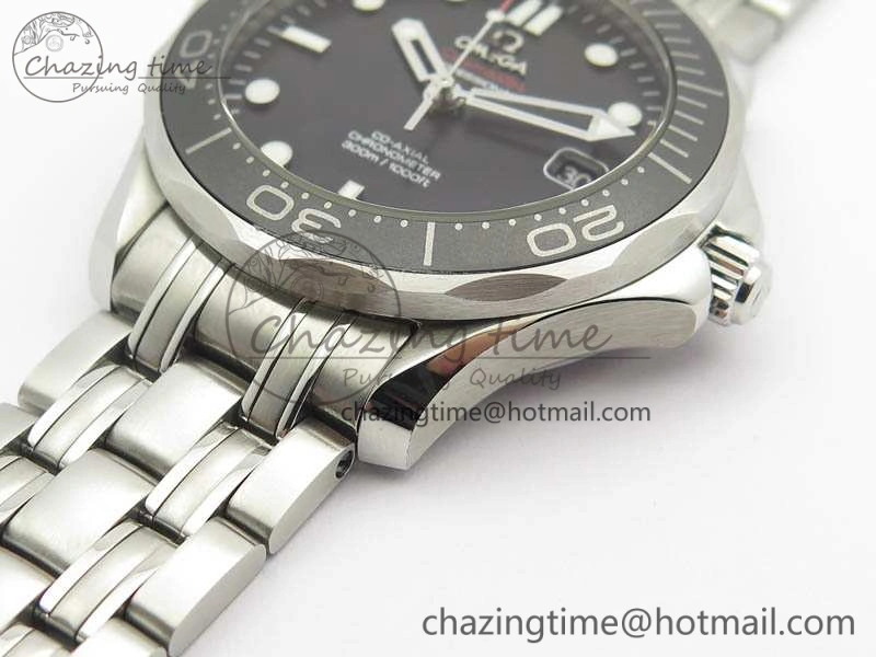 Seamaster 300M SS OMF 1:1 Best Edition Black Dial Matt Black Ceramic Bezel On SS Bracelet A2824
