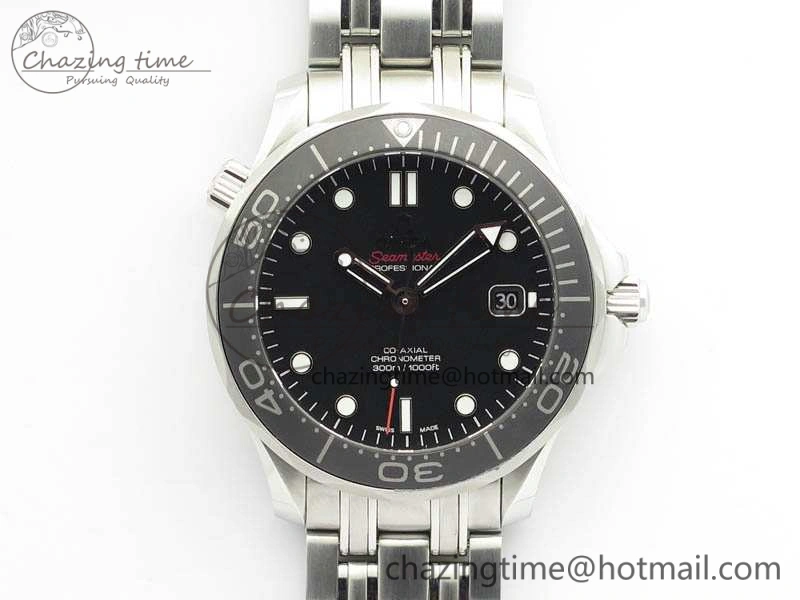 Seamaster 300M SS OMF 1:1 Best Edition Black Dial Matt Black Ceramic Bezel On SS Bracelet A2824