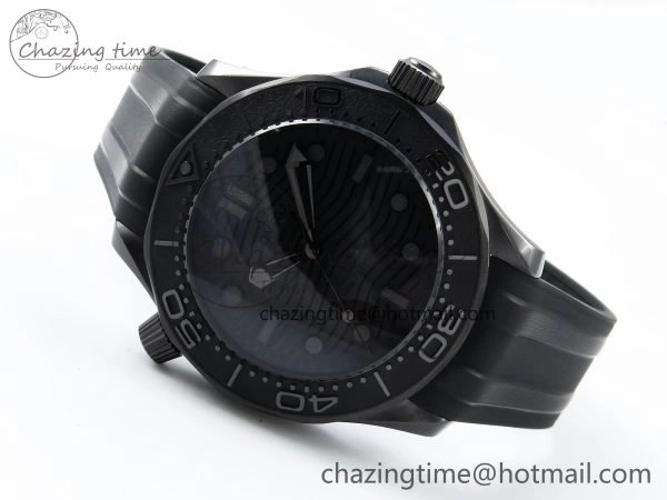 Seamaster 300m 43.5mm Black Ceramic S+F 1:1 Best Edition Black Dial on Black Rubber Strap A8806