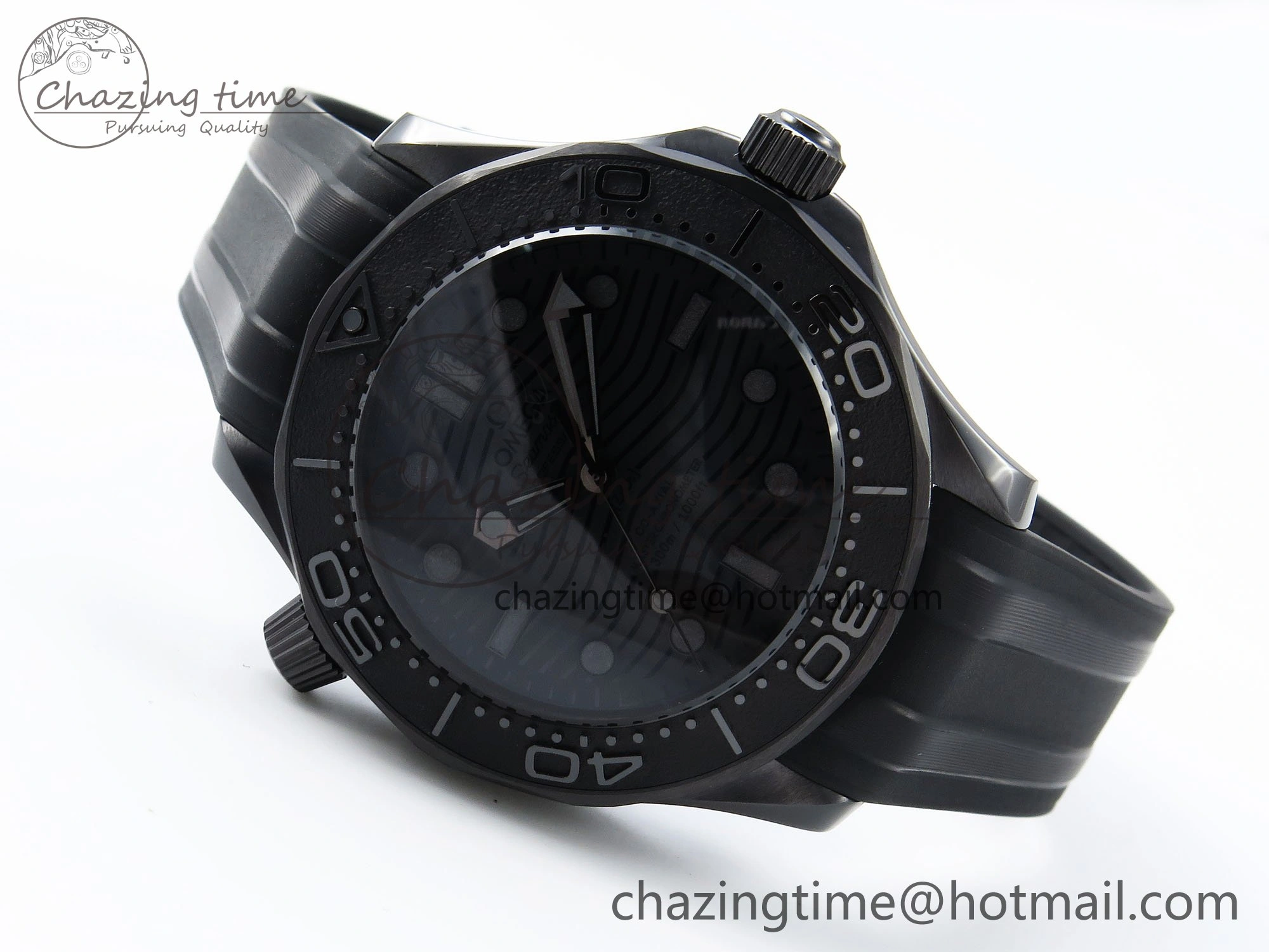 Seamaster 300m 43.5mm Black Ceramic S+F 1:1 Best Edition Black Dial on Black Rubber Strap A8806