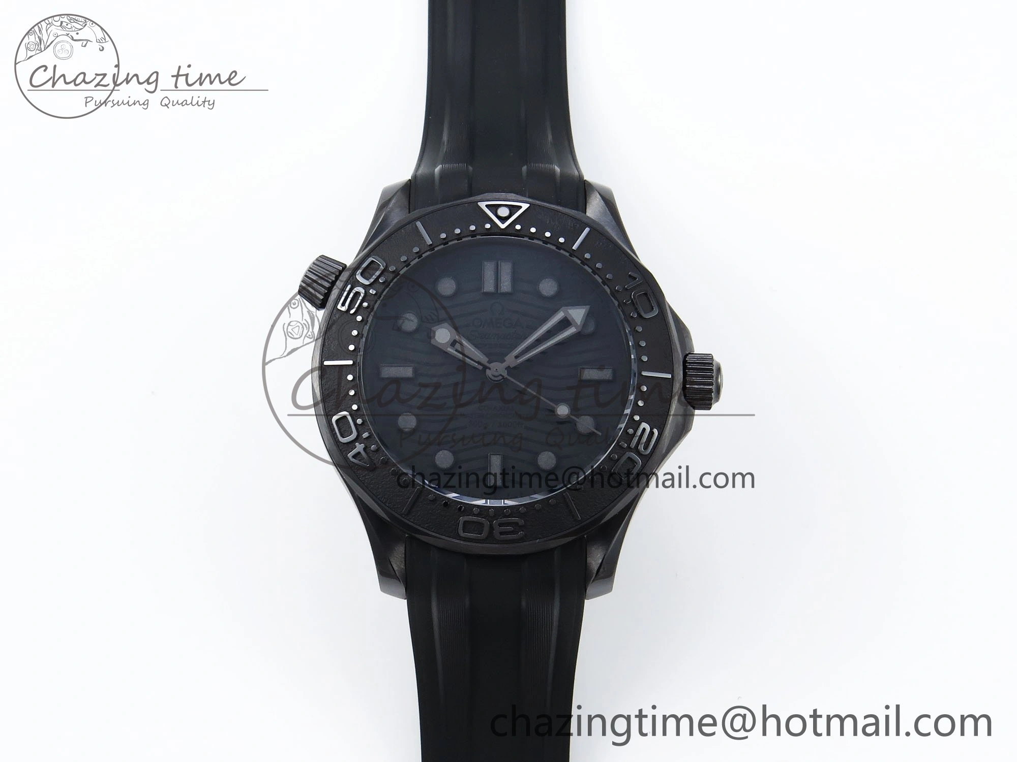 Seamaster 300m 43.5mm Black Ceramic S+F 1:1 Best Edition Black Dial on Black Rubber Strap A8806
