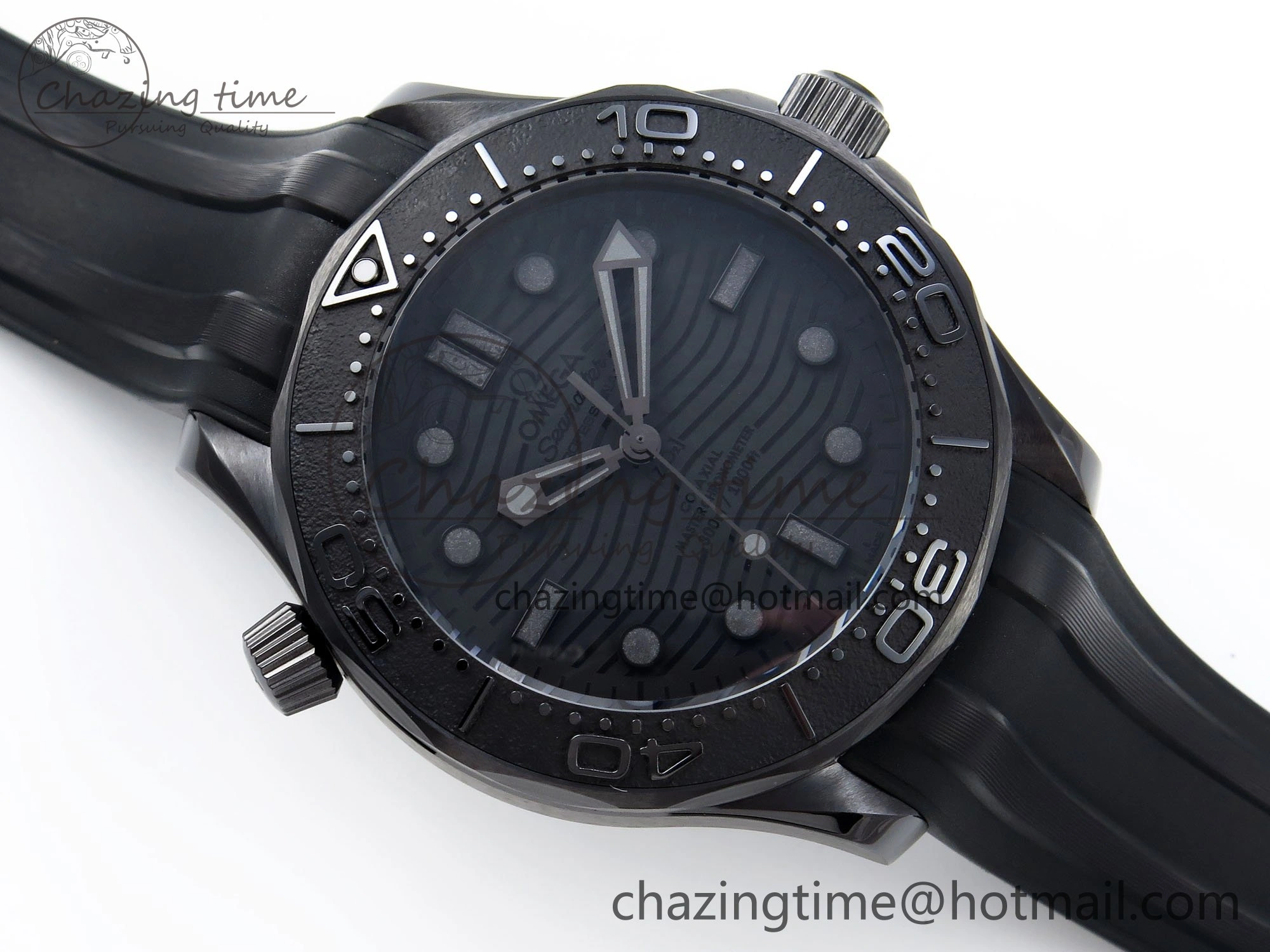 Seamaster 300m 43.5mm Black Ceramic S+F 1:1 Best Edition Black Dial on Black Rubber Strap A8806