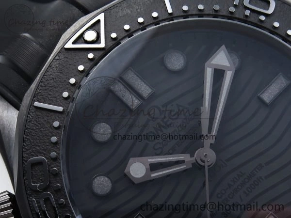 Seamaster 300m 43.5mm Black Ceramic S+F 1:1 Best Edition Black Dial on Black Rubber Strap A8806