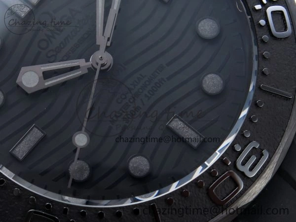 Seamaster 300m 43.5mm Black Ceramic S+F 1:1 Best Edition Black Dial on Black Rubber Strap A8806