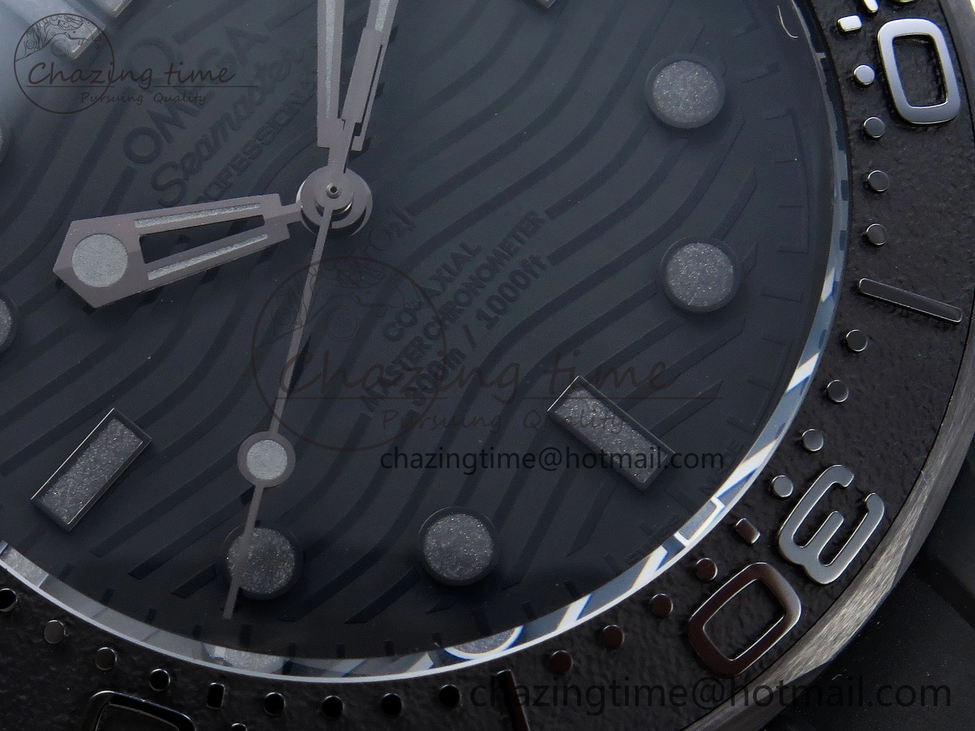 Seamaster 300m 43.5mm Black Ceramic S+F 1:1 Best Edition Black Dial on Black Rubber Strap A8806