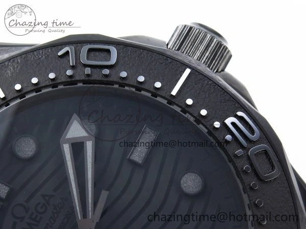 Seamaster 300m 43.5mm Black Ceramic S+F 1:1 Best Edition Black Dial on Black Rubber Strap A8806
