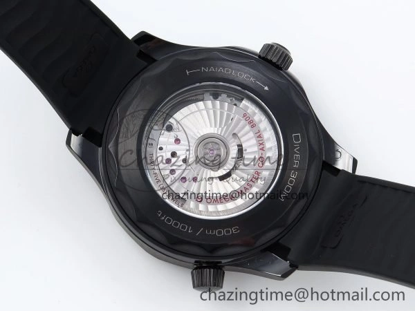 Seamaster 300m 43.5mm Black Ceramic S+F 1:1 Best Edition Black Dial on Black Rubber Strap A8806