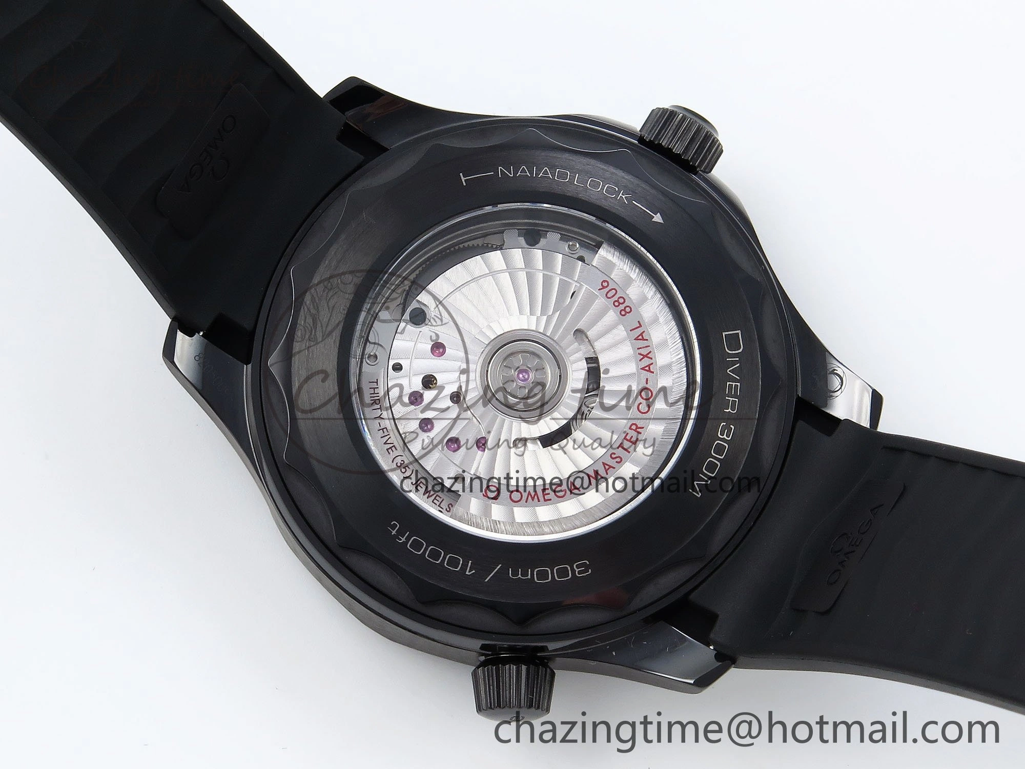 Seamaster 300m 43.5mm Black Ceramic S+F 1:1 Best Edition Black Dial on Black Rubber Strap A8806