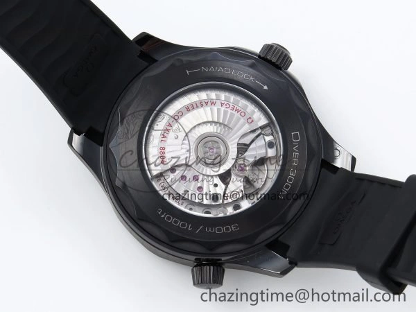 Seamaster 300m 43.5mm Black Ceramic S+F 1:1 Best Edition Black Dial on Black Rubber Strap A8806