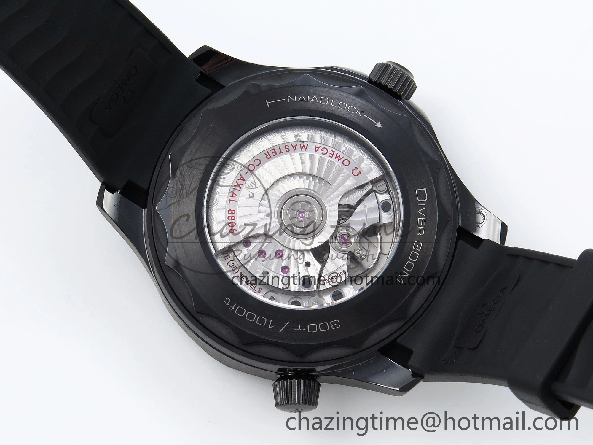 Seamaster 300m 43.5mm Black Ceramic S+F 1:1 Best Edition Black Dial on Black Rubber Strap A8806