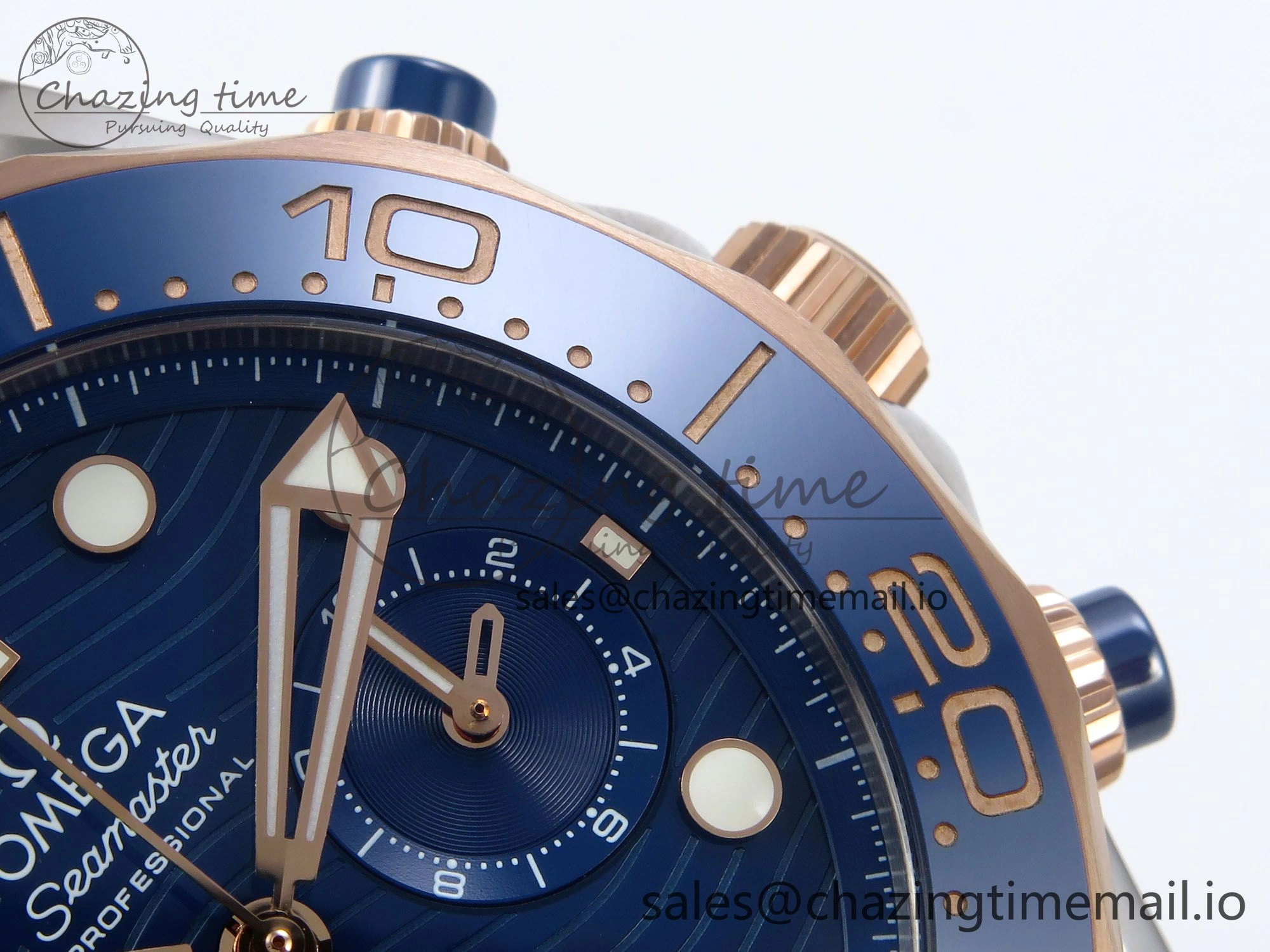 Seamaster 300m Chrono SS RG OMF 1:1 Best Edition Blue Dial on SS RG Bracelet A9900