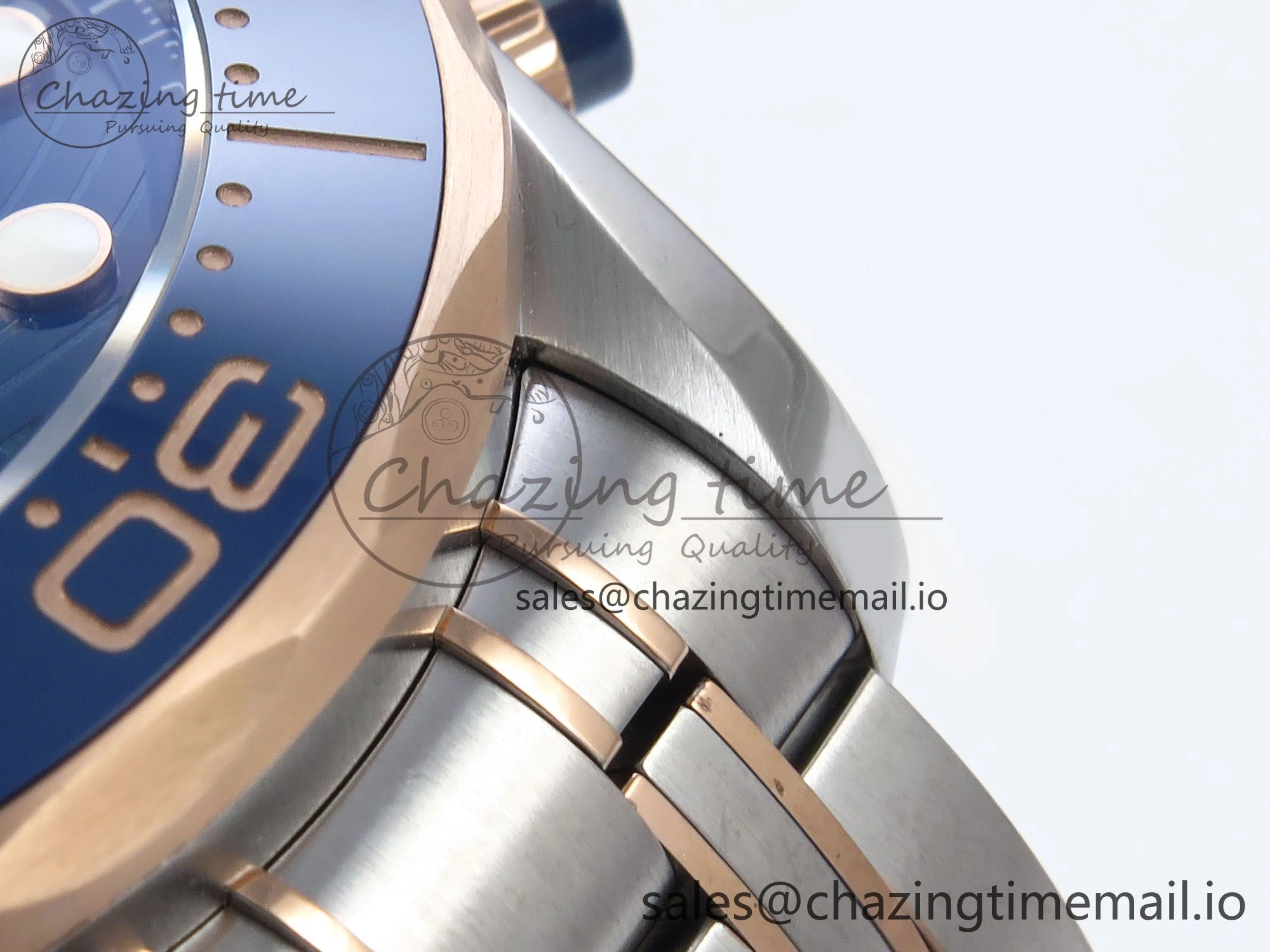 Seamaster 300m Chrono SS RG OMF 1:1 Best Edition Blue Dial on SS RG Bracelet A9900