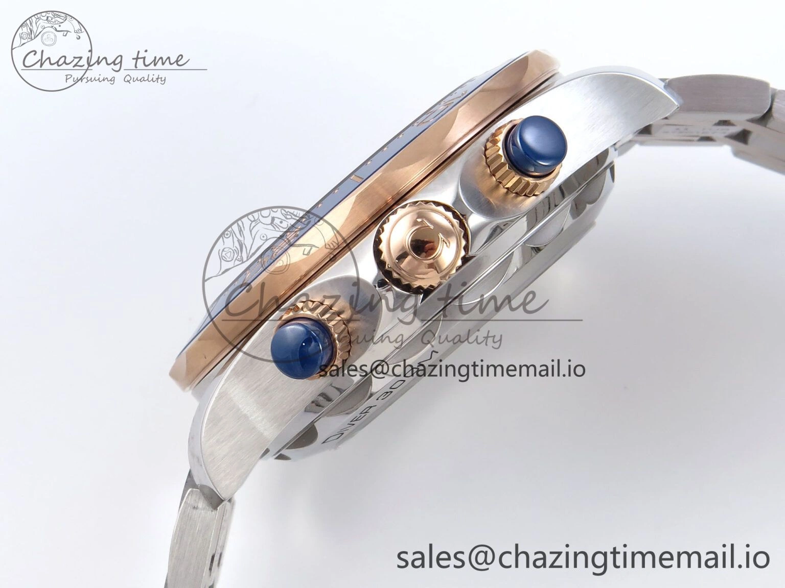 Seamaster 300m Chrono SS RG OMF 1:1 Best Edition Blue Dial on SS RG Bracelet A9900