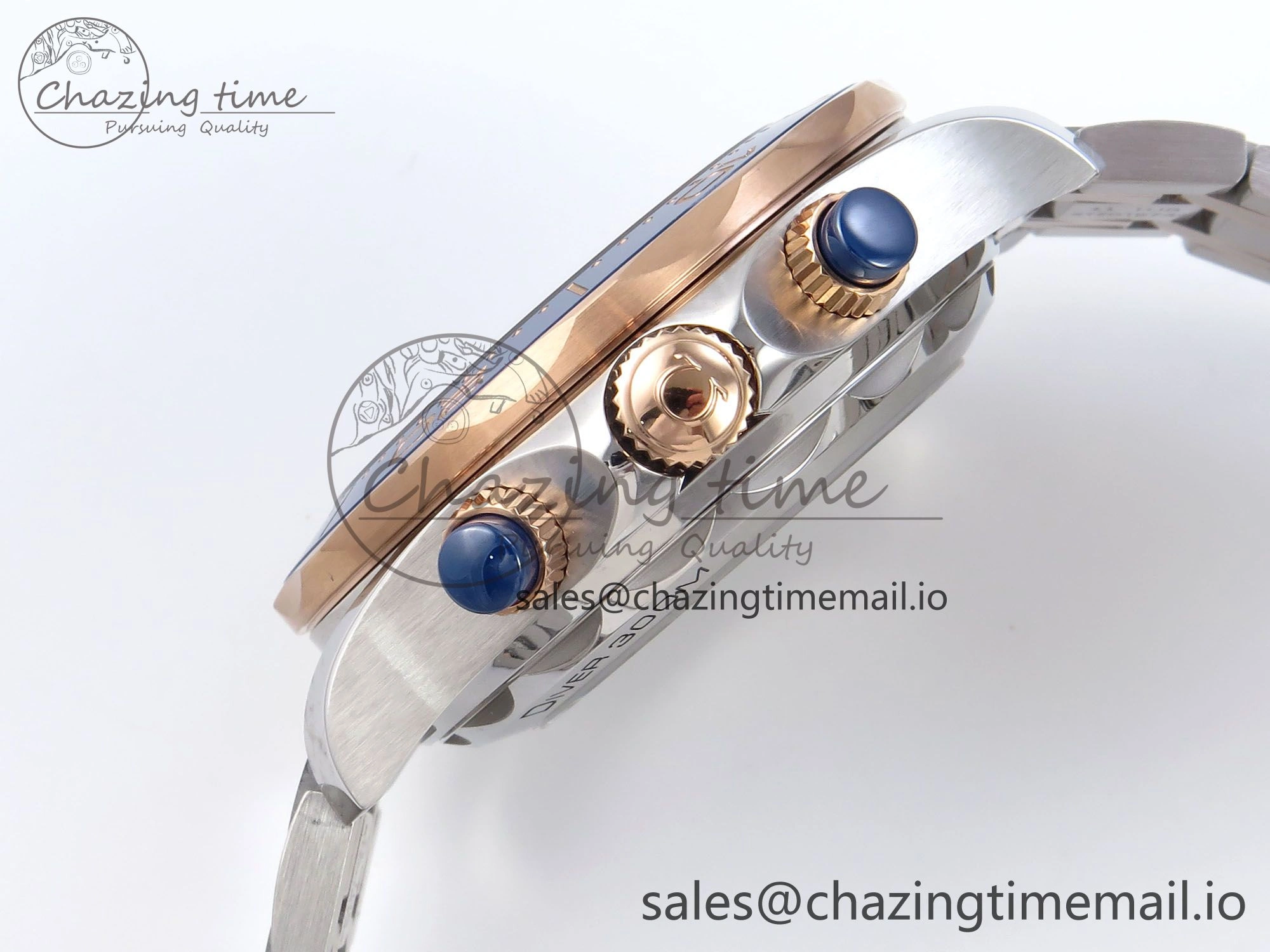 Seamaster 300m Chrono SS RG OMF 1:1 Best Edition Blue Dial on SS RG Bracelet A9900