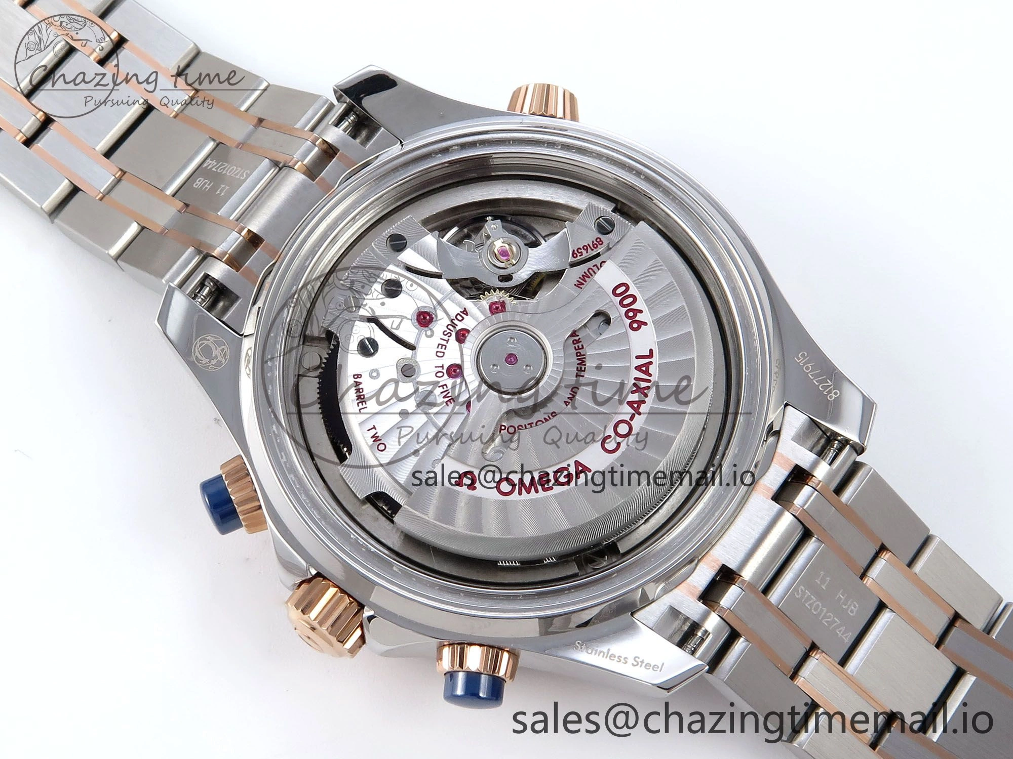 Seamaster 300m Chrono SS RG OMF 1:1 Best Edition Blue Dial on SS RG Bracelet A9900