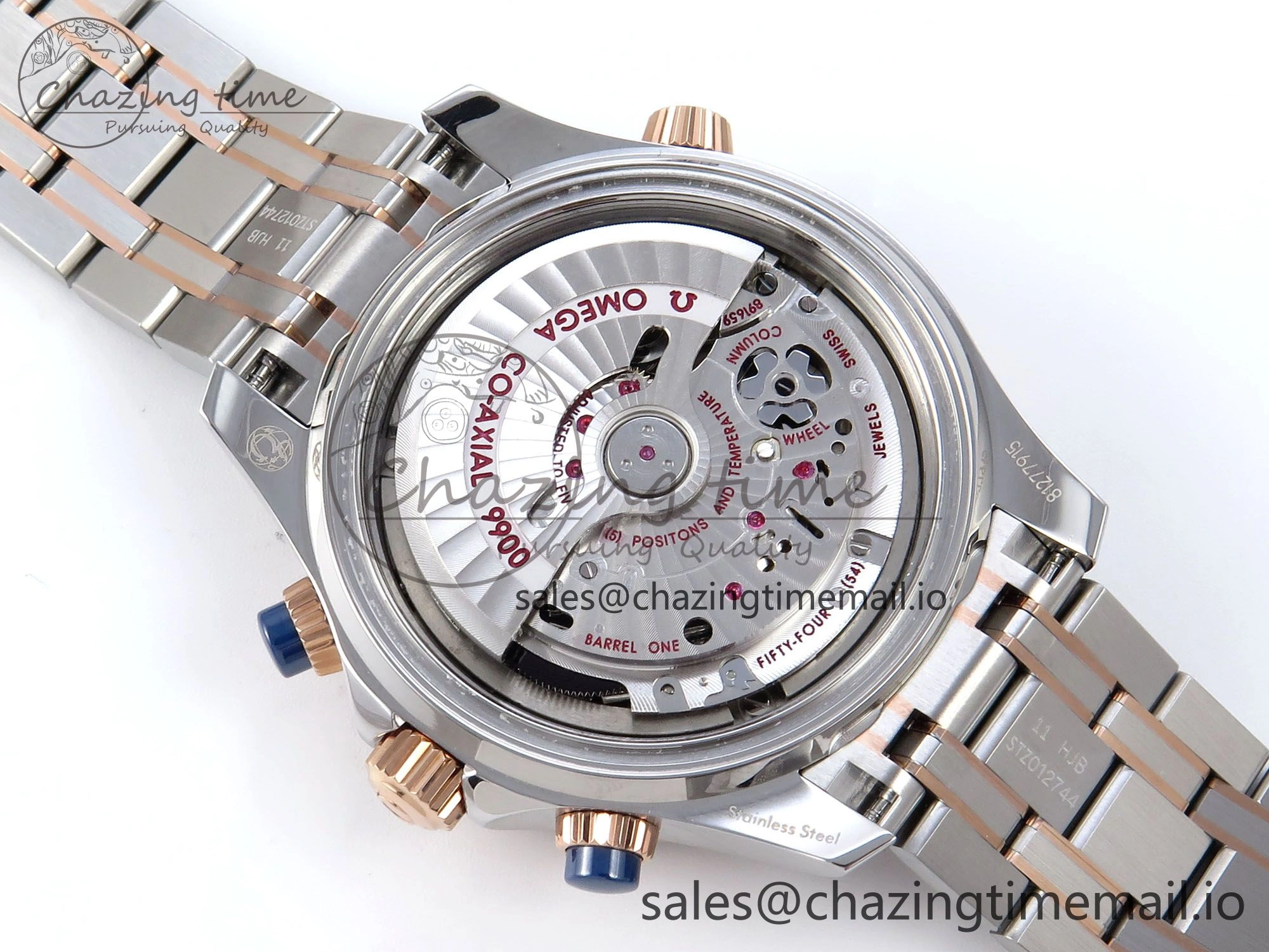 Seamaster 300m Chrono SS RG OMF 1:1 Best Edition Blue Dial on SS RG Bracelet A9900