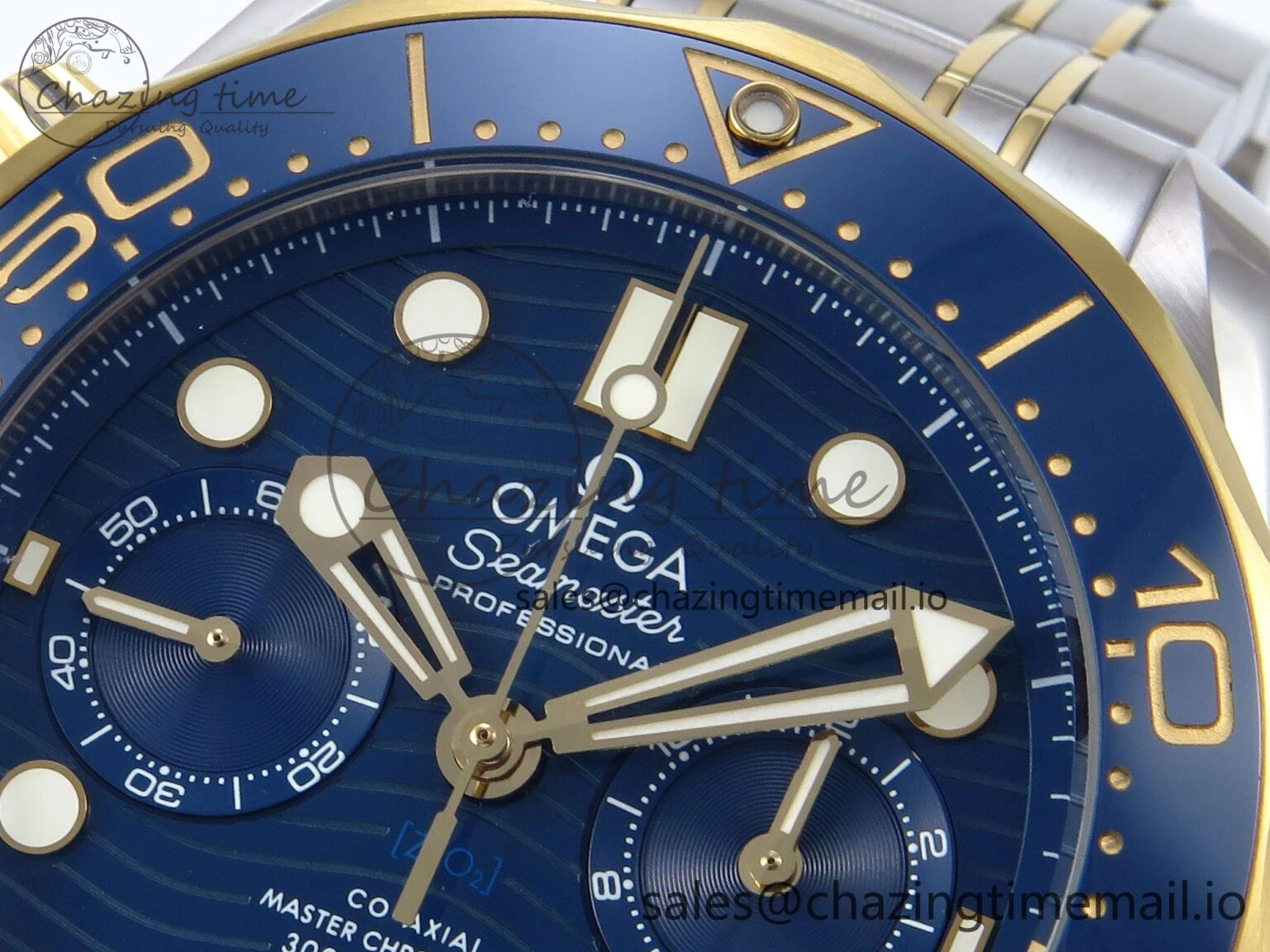 Seamaster 300m Chrono SS YG OMF 1:1 Best Edition Blue Dial on SS YG Bracelet A9900