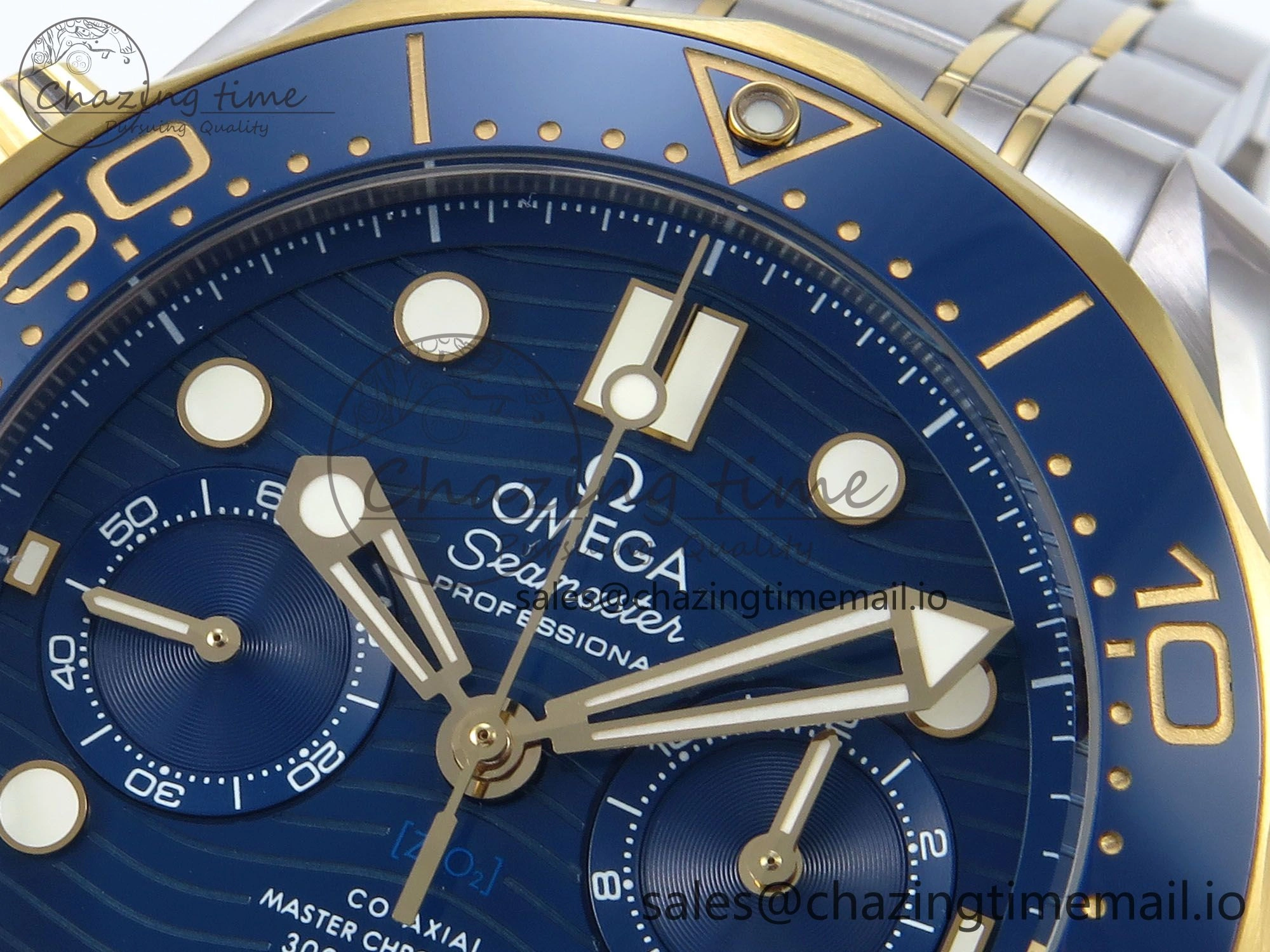 Seamaster 300m Chrono SS YG OMF 1:1 Best Edition Blue Dial on SS YG Bracelet A9900