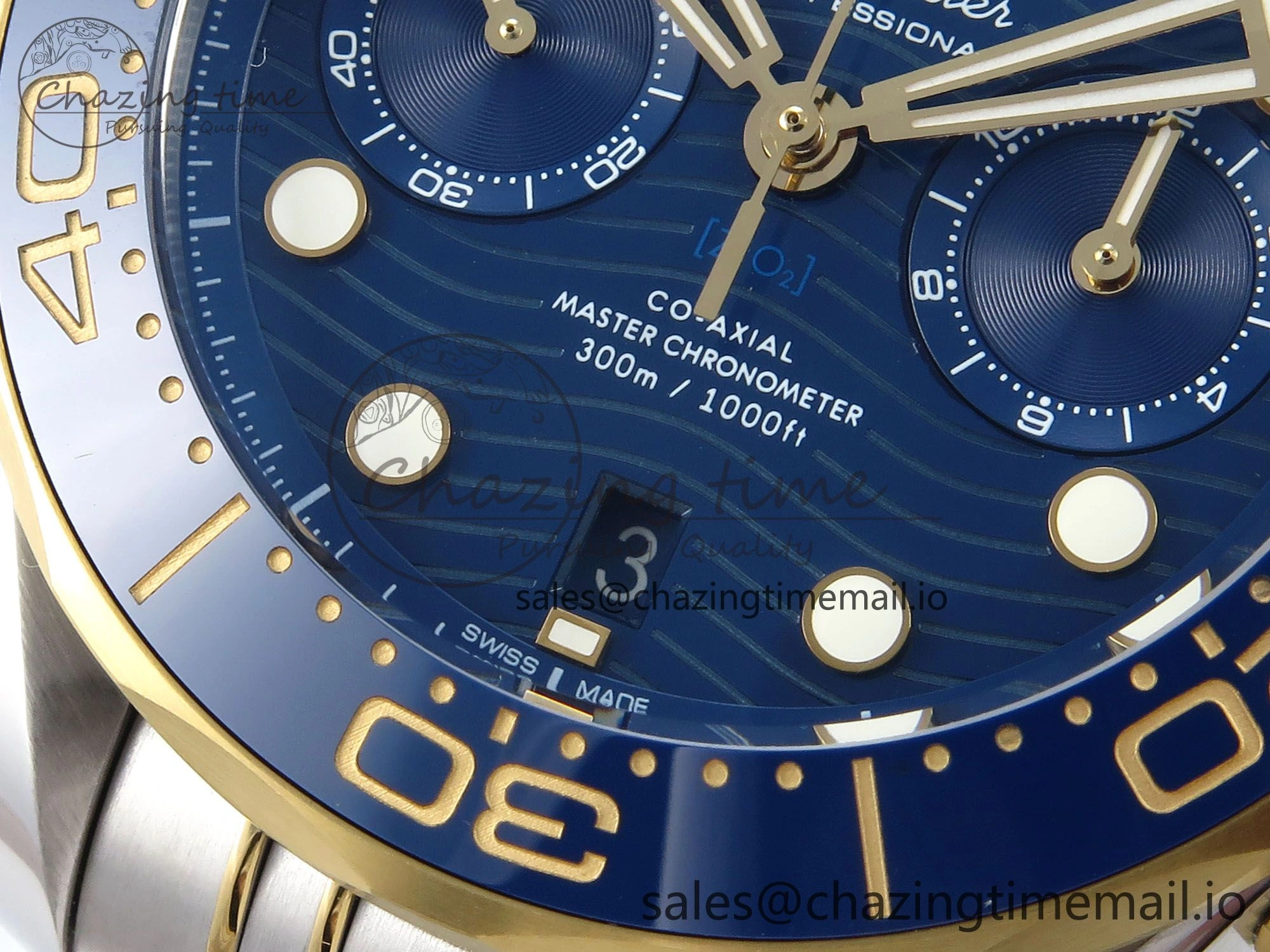 Seamaster 300m Chrono SS YG OMF 1:1 Best Edition Blue Dial on SS YG Bracelet A9900