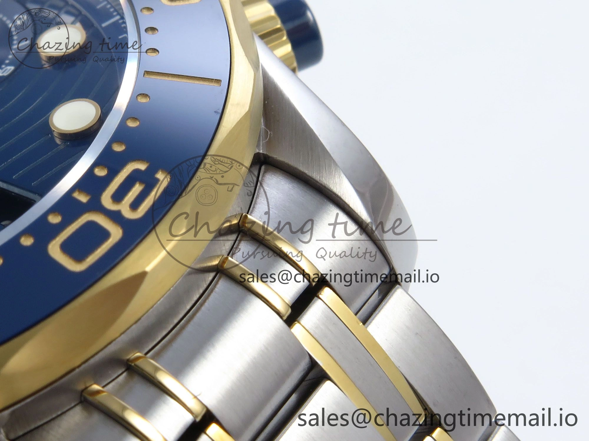 Seamaster 300m Chrono SS YG OMF 1:1 Best Edition Blue Dial on SS YG Bracelet A9900