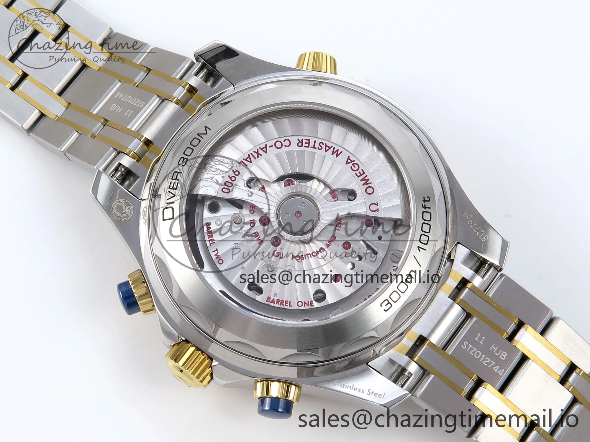 Seamaster 300m Chrono SS YG OMF 1:1 Best Edition Blue Dial on SS YG Bracelet A9900