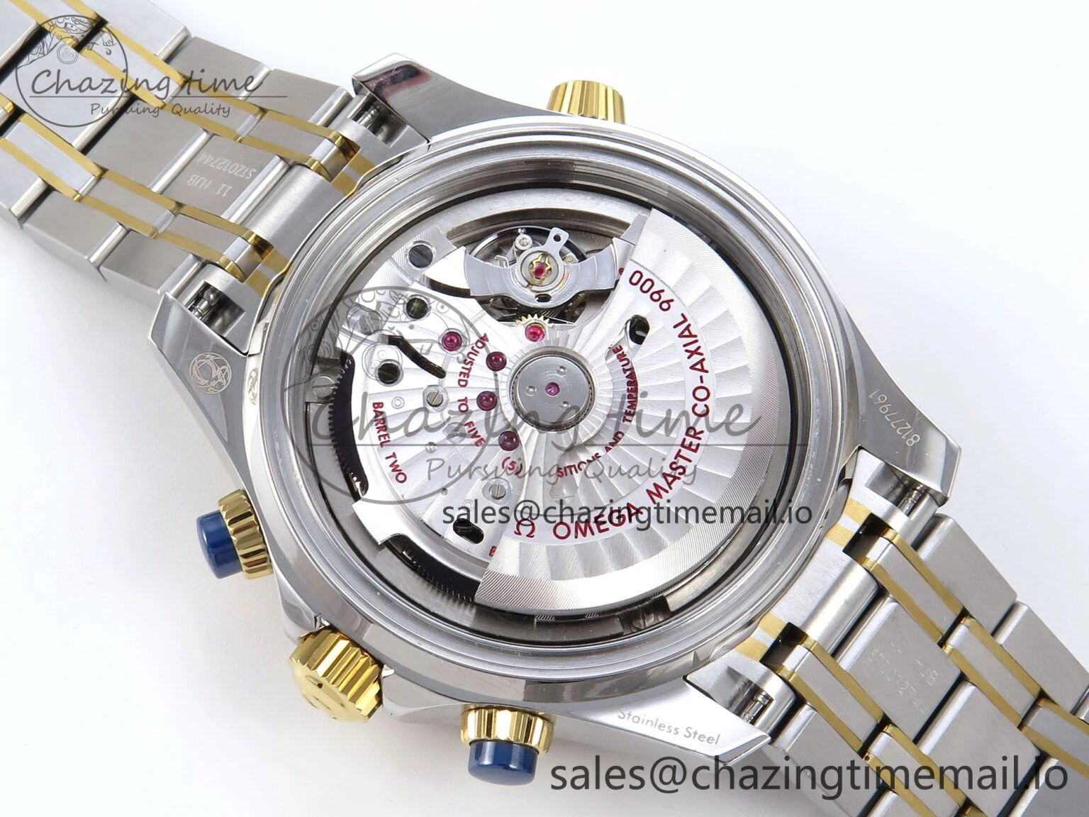 Seamaster 300m Chrono SS YG OMF 1:1 Best Edition Blue Dial on SS YG Bracelet A9900