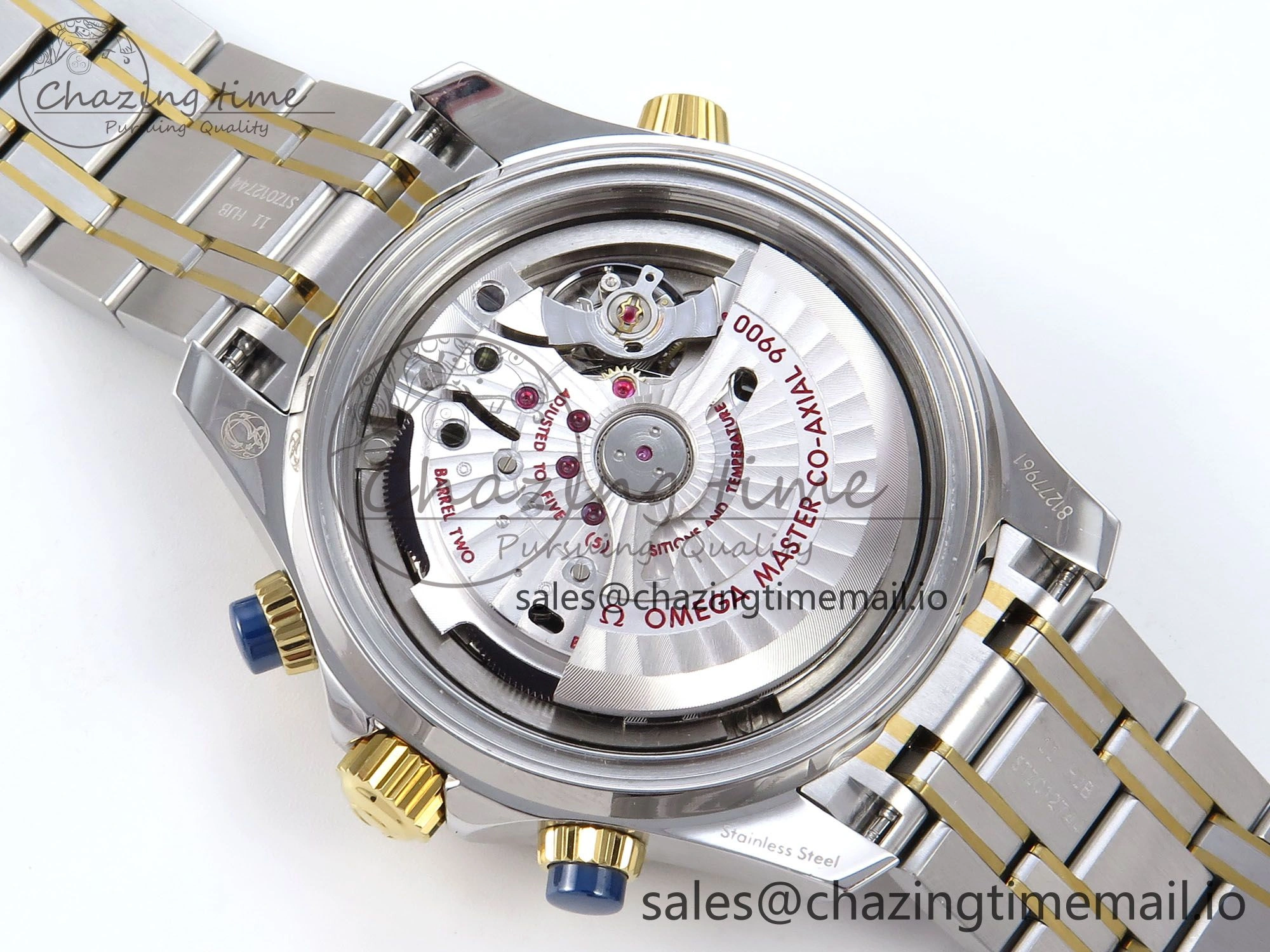 Seamaster 300m Chrono SS YG OMF 1:1 Best Edition Blue Dial on SS YG Bracelet A9900