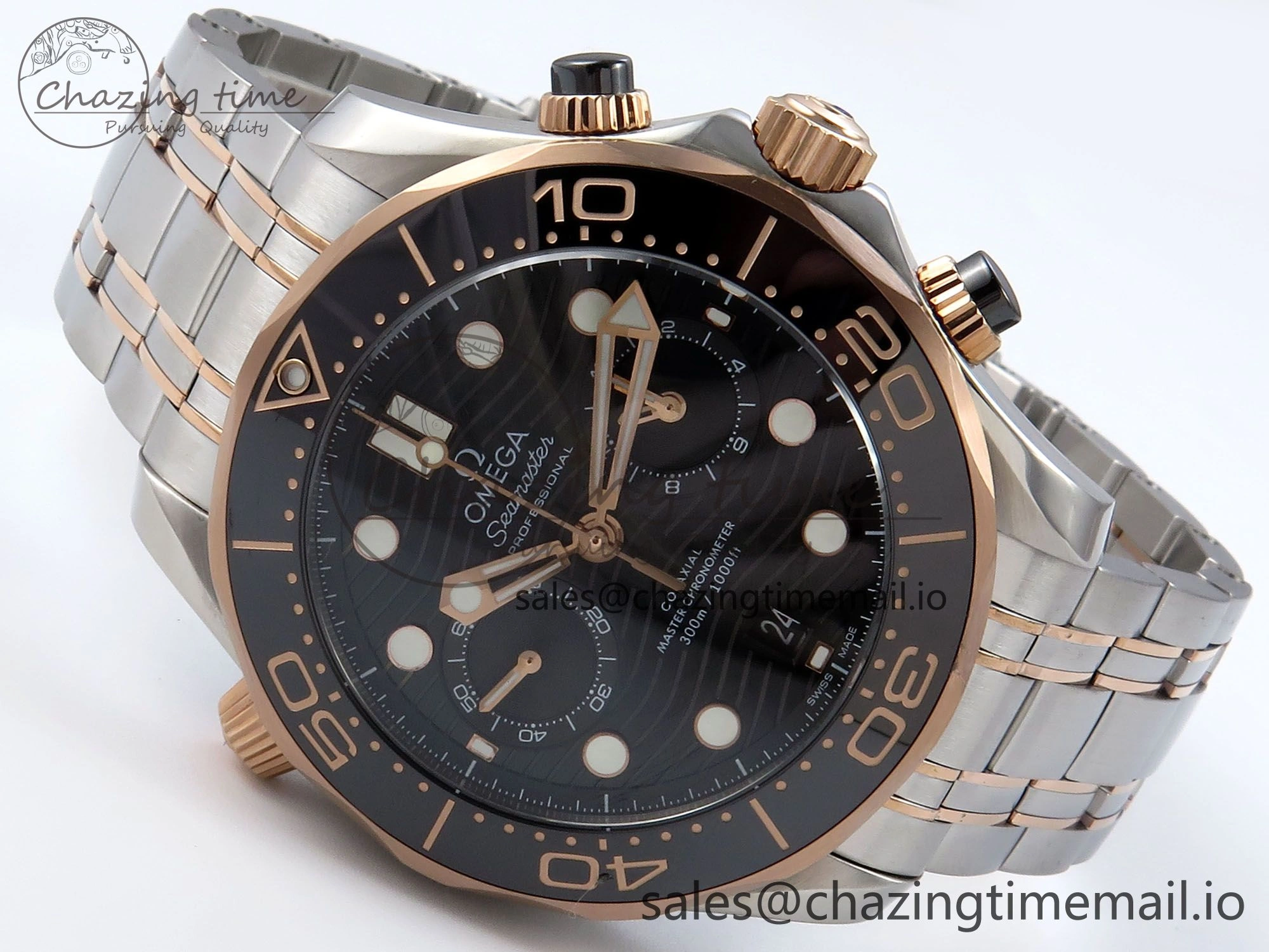 Seamaster 300m Chrono SS YG OMF 1:1 Best Edition Blue Dial on SS YG Bracelet A9900