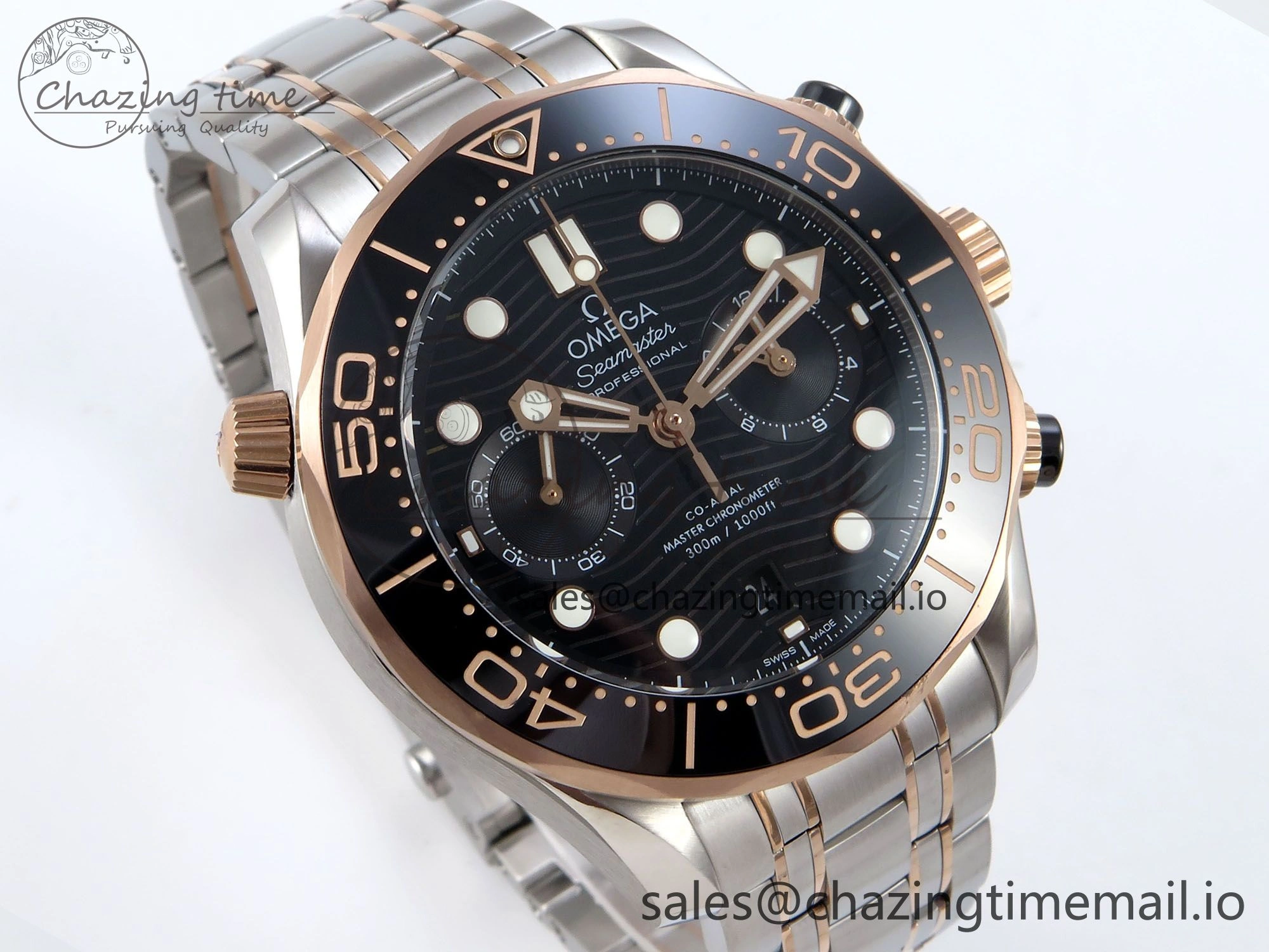 Seamaster 300m Chrono SS YG OMF 1:1 Best Edition Blue Dial on SS YG Bracelet A9900