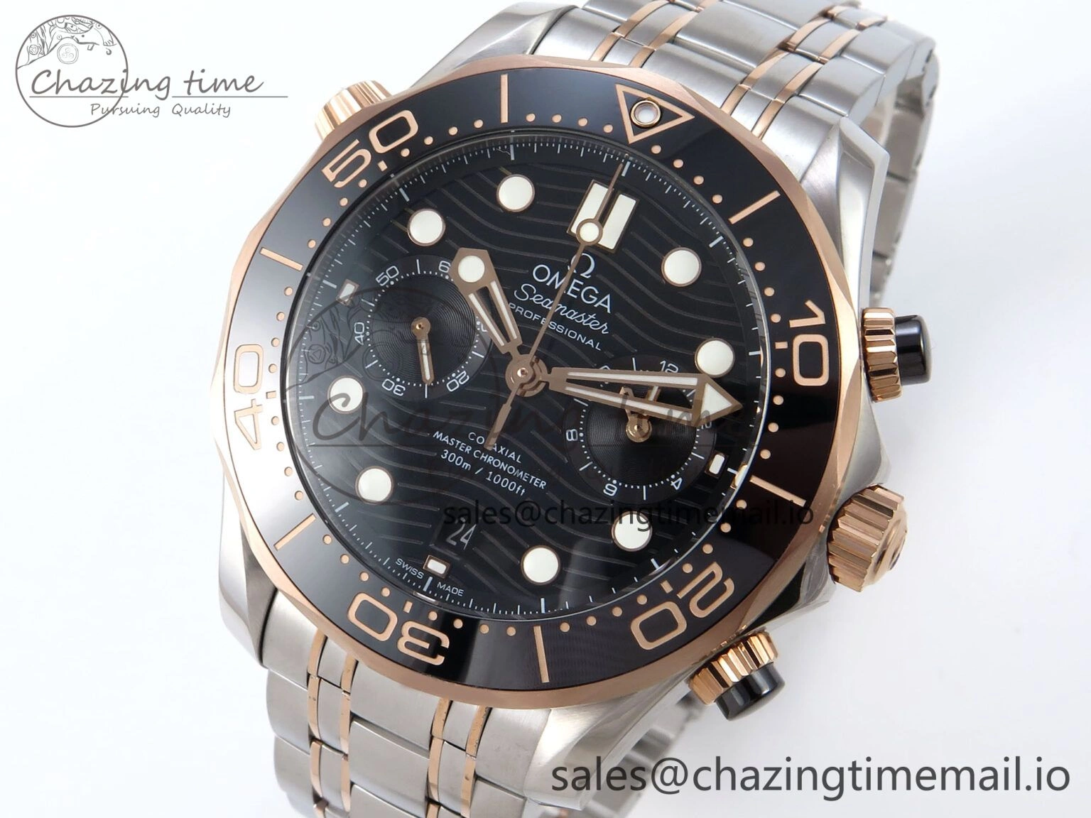 Seamaster 300m Chrono SS YG OMF 1:1 Best Edition Blue Dial on SS YG Bracelet A9900