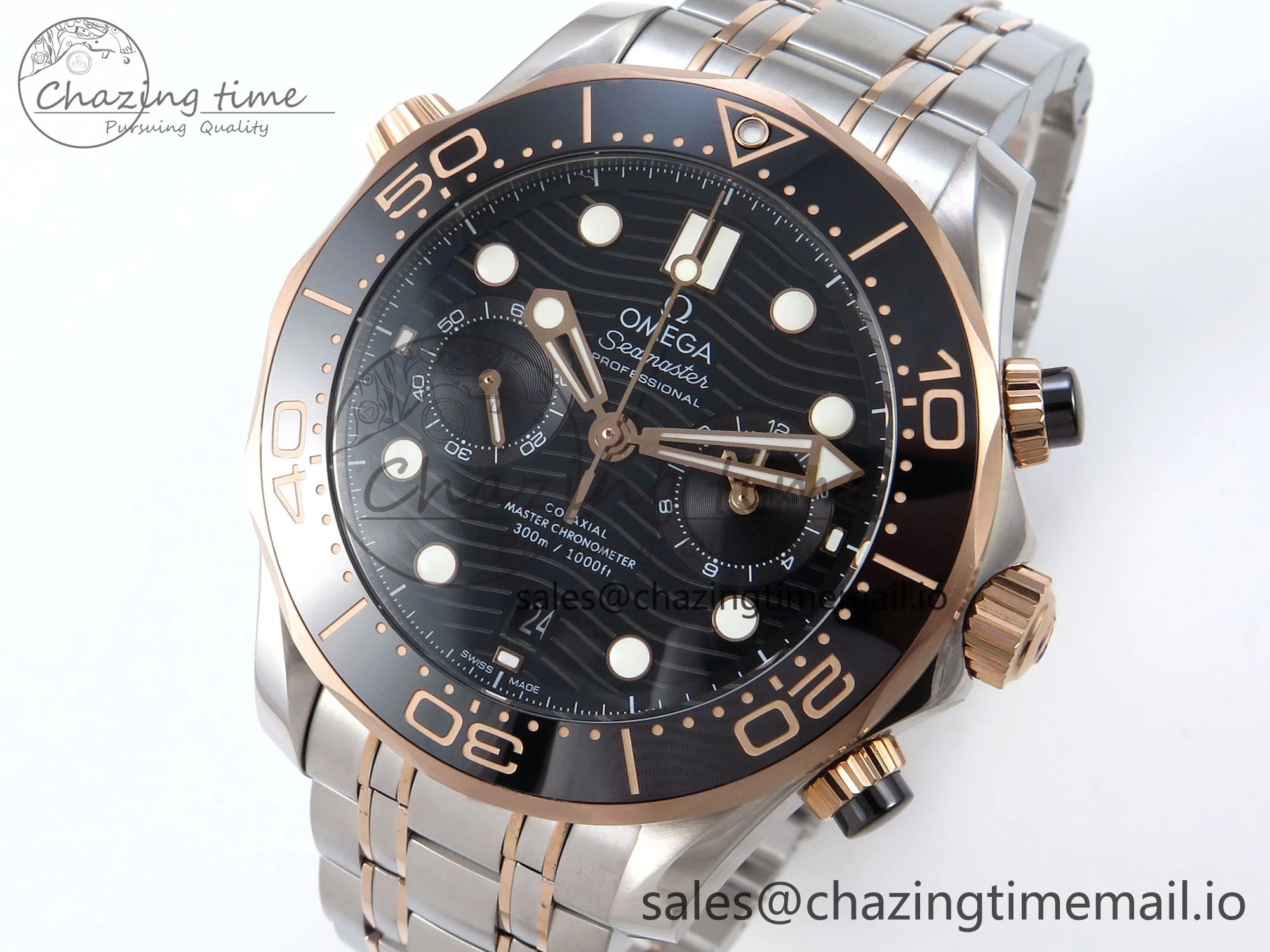 Seamaster 300m Chrono SS YG OMF 1:1 Best Edition Blue Dial on SS YG Bracelet A9900