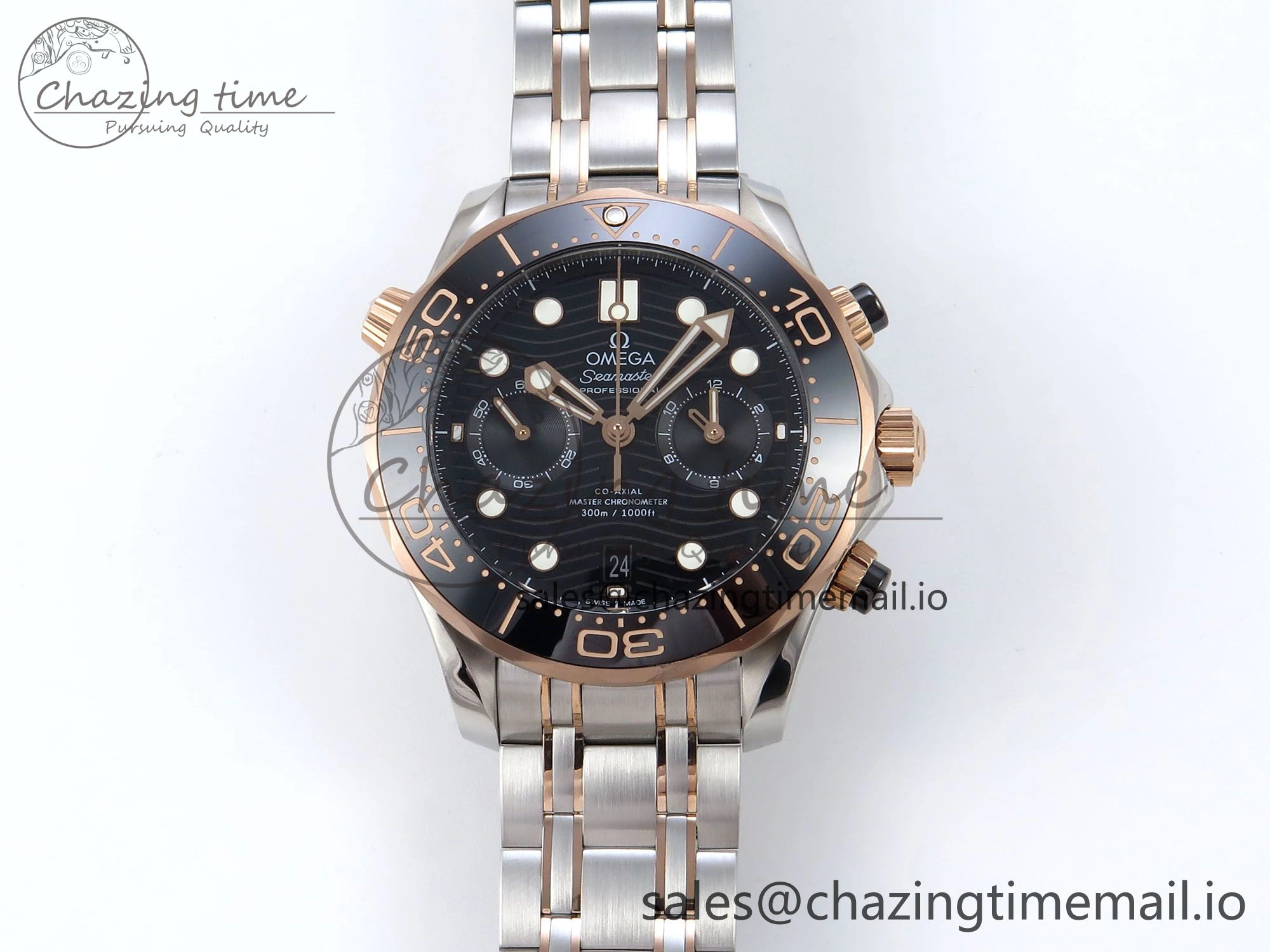 Seamaster 300m Chrono SS YG OMF 1:1 Best Edition Blue Dial on SS YG Bracelet A9900