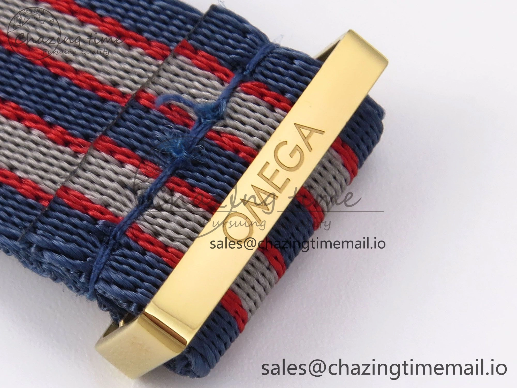 Seamaster 300m Diver YG OMF 1:1 Best Edition Blue Orange Ceramic White Dial on Blue Nato Strap A2507